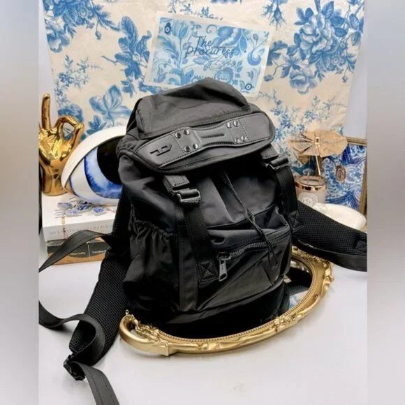 🆕 DIESEL 🧿 NWOT Black Nylon Monogrammed Backpack - Picture 2 of 13